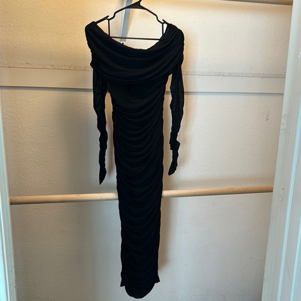 SHEIN Black Off The Sleeve Bodycon Dress